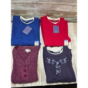 Laura‎ Scott Petite Red Blue Purple Womens Tops Sweaters Lot Size PL L lot of 4
